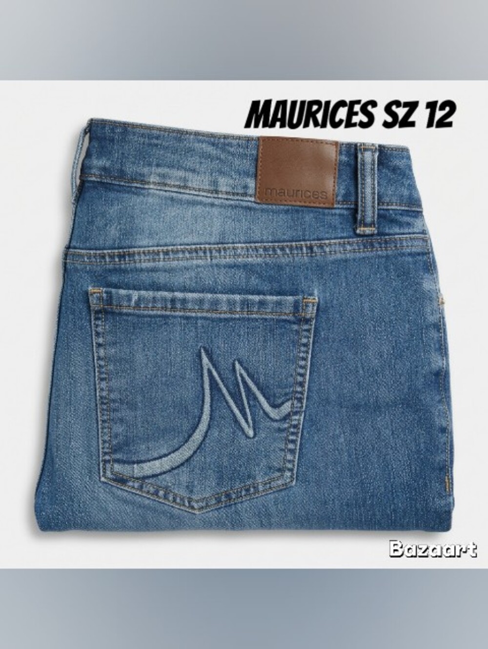 Maurices Women's Blue Straight-Leg Jeans with Brown Patch